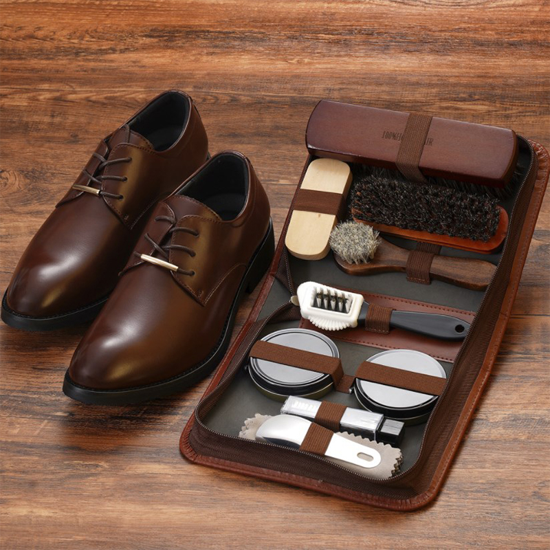Leather Shoe Polish - مجموعة فرش أحذية شعر الخيل ،