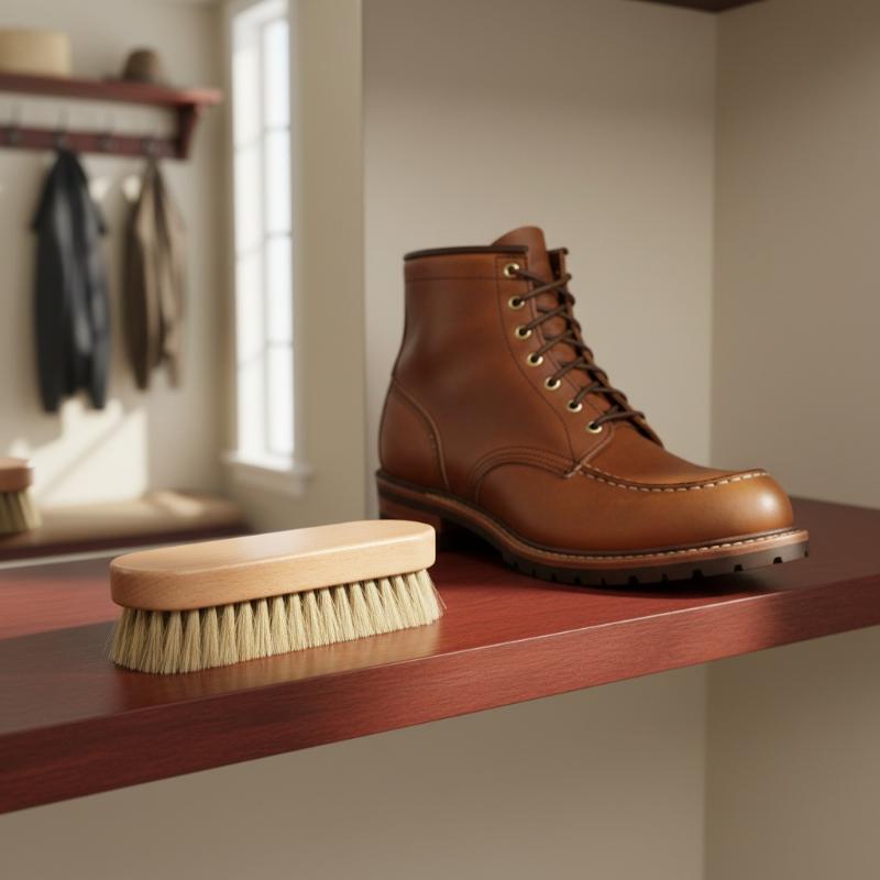 فرشاة أحذية خشبية بشعيرات شعر  - مراجعة Leather Shoe Polish وسعره